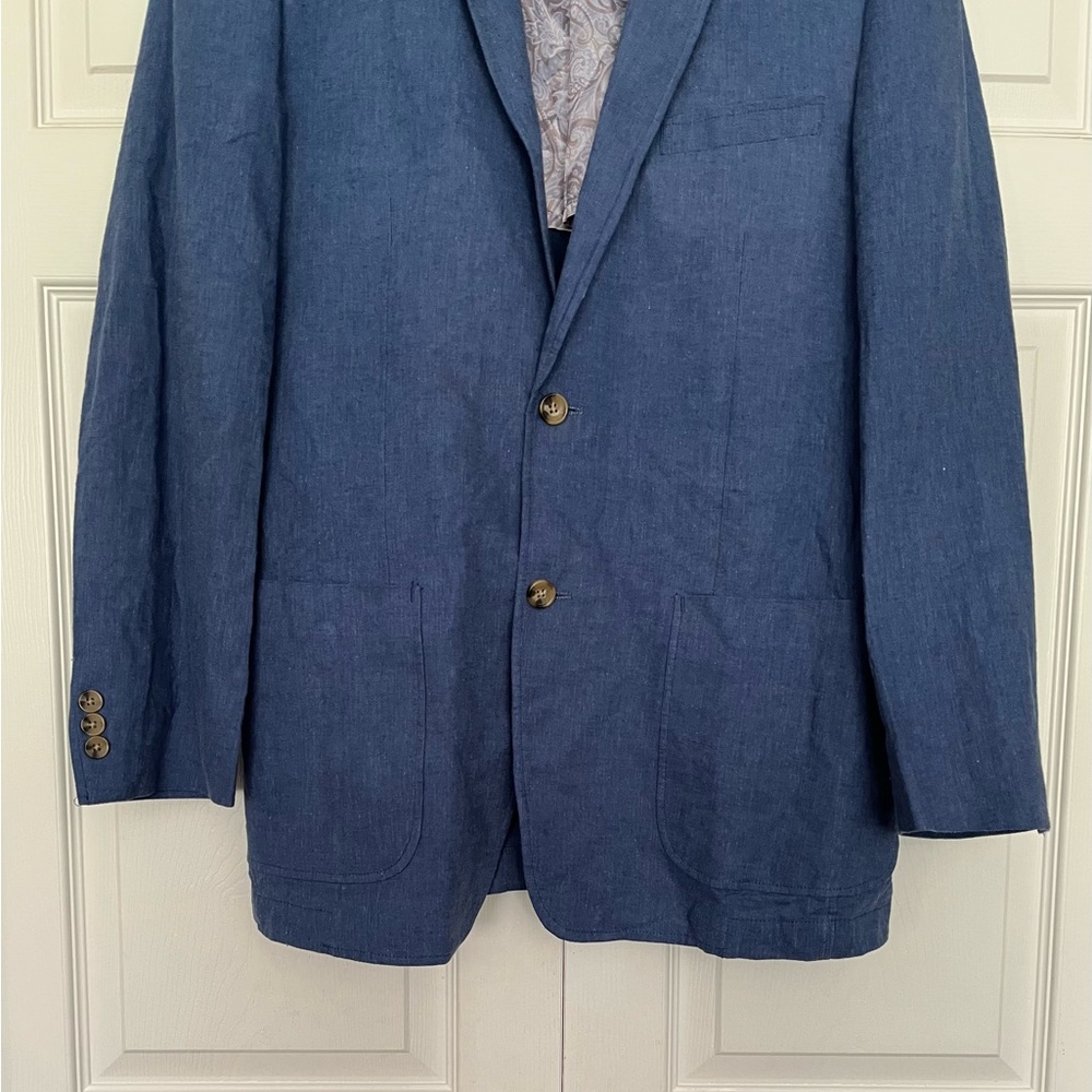 {Alan Flusser} Linen Blend Sport Coat in Blue - Mens Medium - Picture 3 of 10